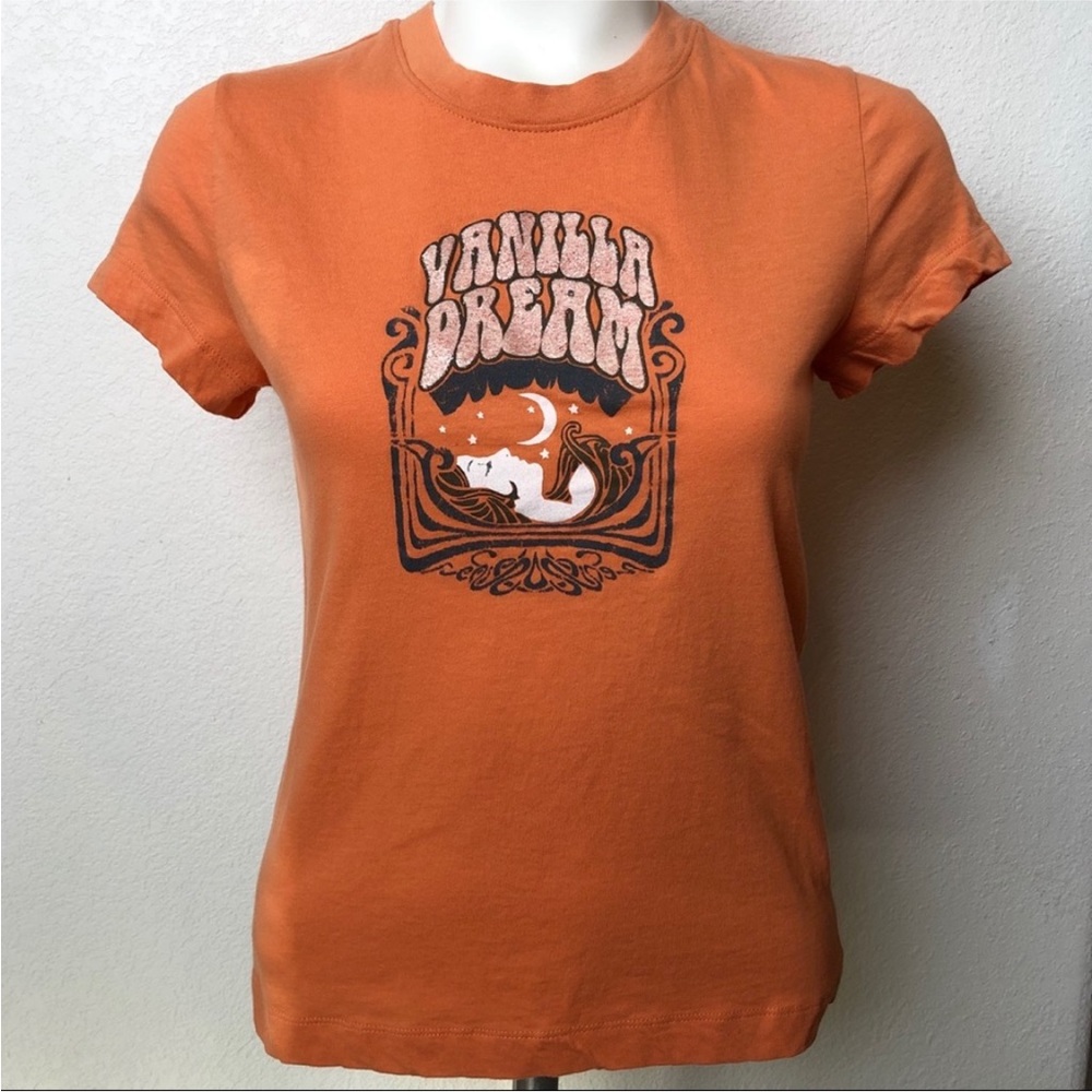 Route 66 Vanilla Dream Juniors Orange T-shirt Vintage Hippie Boho